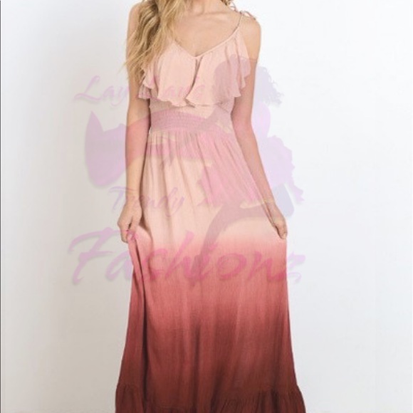 Dip Dyed Maxi Dress- DUSTY PEACH - Picture 2 of 3